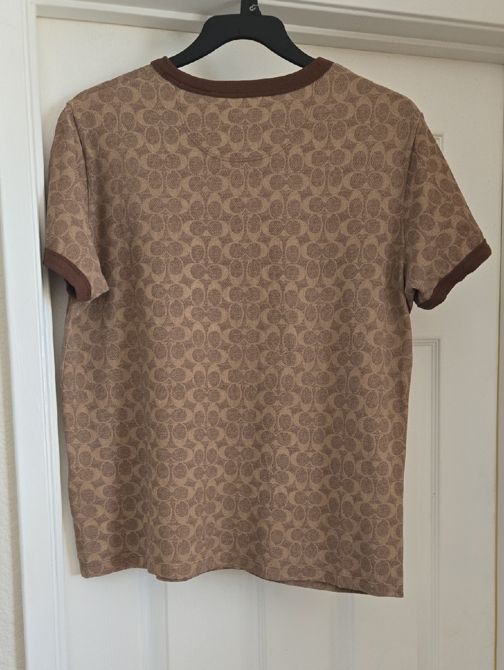 Coach  Tan/Brown Signature Logo Ringer Short Sleeve Top - Picture 4 of 5